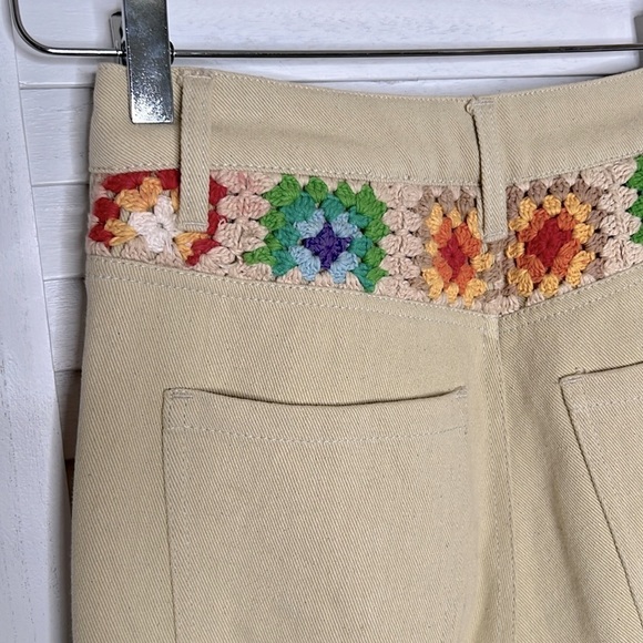 WE THE FREE l Zuni Crochet Crochet Rolled Mom Jeans Grandmacore Sz. 25 High Rise - Picture 13 of 14